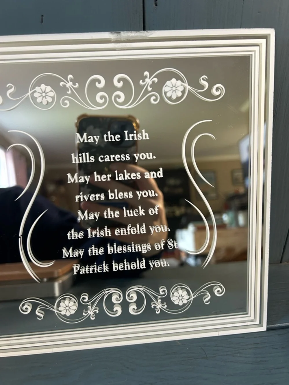 White Framed Irish Blessing Wall Mirror | Home Decor